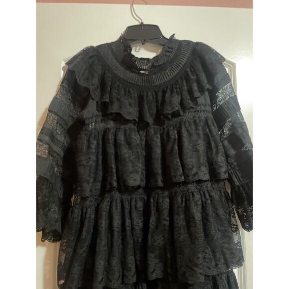 Doen Oralie Lace Tiered Dress size S NWT A-Line Black Witchy Whimsigoth - Picture 6 of 15